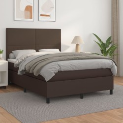 vidaXL Boxspringbett mit Matratze Braun 140x190 cm Kunstleder