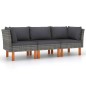 3-Sitzer-Gartensofa mit Kissen Grau Poly Rattan 3-Sitzer-Gartensofa mit Kissen Grau Poly Rattan