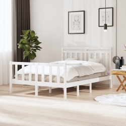 vidaXL Massivholzbett Weiß 135x190 cm