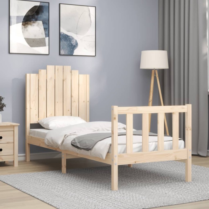 vidaXL Massivholzbett mit Kopfteil vidaXL Massivholzbett mit Kopfteil
