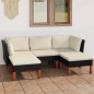 5-tlg. Garten-Lounge-Set mit Kissen Poly Rattan Schwarz 5-tlg. Garten-Lounge-Set mit Kissen Poly Rattan Schwarz