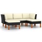 5-tlg. Garten-Lounge-Set mit Kissen Poly Rattan Schwarz 5-tlg. Garten-Lounge-Set mit Kissen Poly Rattan Schwarz