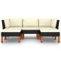 5-tlg. Garten-Lounge-Set mit Kissen Poly Rattan Schwarz 5-tlg. Garten-Lounge-Set mit Kissen Poly Rattan Schwarz