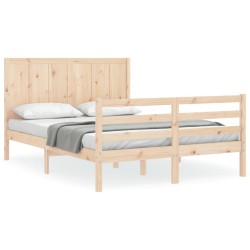 vidaXL Massivholzbett mit Kopfteil 140x200 cm