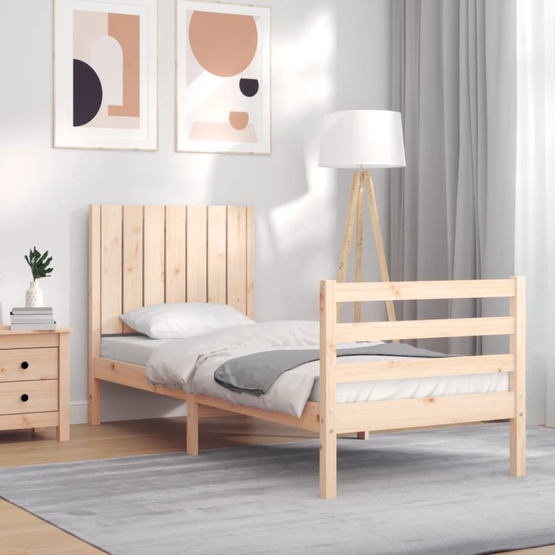 vidaXL Massivholzbett mit Kopfteil vidaXL Massivholzbett mit Kopfteil