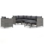 7-tlg. Garten-Lounge-Set mit Kissen Poly Rattan Grau 7-tlg. Garten-Lounge-Set mit Kissen Poly Rattan Grau
