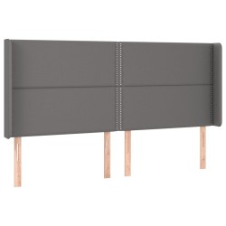 vidaXL Kopfteil mit Ohren Grau 203x16x118/128 cm Kunstleder