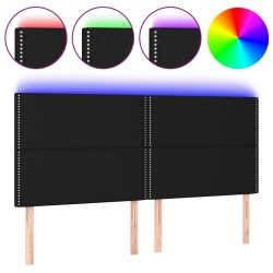 vidaXL LED Kopfteil Schwarz 160x5x118/128 cm Stoff