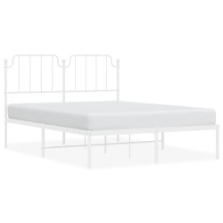 vidaXL Bettgestell mit Kopfteil Metall Weiß 135x190 cm