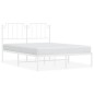 vidaXL Bettgestell mit Kopfteil Metall Weiß 135x190 cm vidaXL Bettgestell mit Kopfteil Metall Weiß 135x190 cm