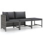 3-tlg. Garten-Lounge-Set mit Kissen Poly Rattan Grau 3-tlg. Garten-Lounge-Set mit Kissen Poly Rattan Grau