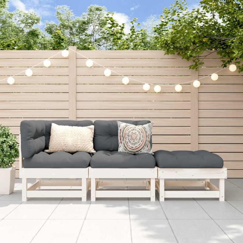 vidaXL 3-tlg. Garten-Lounge-Set Weiß Massivholz Kiefer vidaXL 3-tlg. Garten-Lounge-Set Weiß Massivholz Kiefer