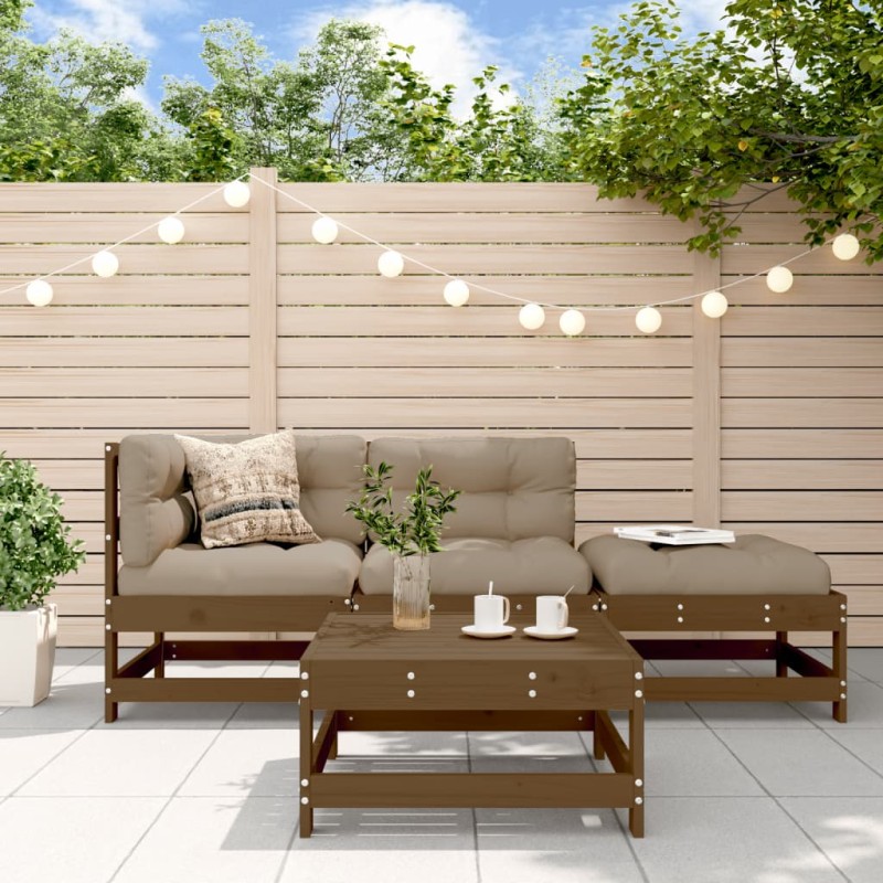 vidaXL 4-tlg. Garten-Lounge-Set Honigbraun Massivholz Kiefer vidaXL 4-tlg. Garten-Lounge-Set Honigbraun Massivholz Kiefer