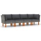 vidaXL 4-Sitzer-Gartensofa mit Kissen Grau Poly Rattan vidaXL 4-Sitzer-Gartensofa mit Kissen Grau Poly Rattan