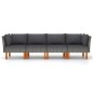 vidaXL 4-Sitzer-Gartensofa mit Kissen Grau Poly Rattan vidaXL 4-Sitzer-Gartensofa mit Kissen Grau Poly Rattan