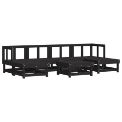 vidaXL 7-tlg. Garten-Lounge-Set Schwarz Massivholz Kiefer