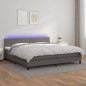 vidaXL Boxspringbett mit Matratze & LED Grau 200x200 cm Kunstleder vidaXL Boxspringbett mit Matratze & LED Grau 200x200 cm Kunstleder