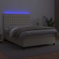 vidaXL Boxspringbett mit Matratze & LED Creme 140x190 cm Kunstleder vidaXL Boxspringbett mit Matratze & LED Creme 140x190 cm Kunstleder