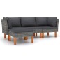 4-tlg. Garten-Lounge-Set mit Kissen Poly Rattan Grau 4-tlg. Garten-Lounge-Set mit Kissen Poly Rattan Grau