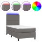 vidaXL Boxspringbett mit Matratze & LED Grau 100x200 cm Kunstleder vidaXL Boxspringbett mit Matratze & LED Grau 100x200 cm Kunstleder