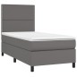 vidaXL Boxspringbett mit Matratze & LED Grau 100x200 cm Kunstleder vidaXL Boxspringbett mit Matratze & LED Grau 100x200 cm Kunstleder