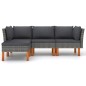 4-tlg. Garten-Lounge-Set mit Kissen Poly Rattan Grau 4-tlg. Garten-Lounge-Set mit Kissen Poly Rattan Grau