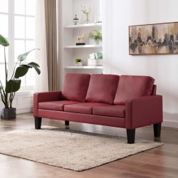 vidaXL 3-Sitzer-Sofa Weinrot Kunstleder