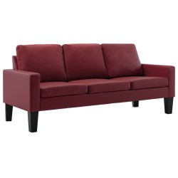 vidaXL 3-Sitzer-Sofa Weinrot Kunstleder