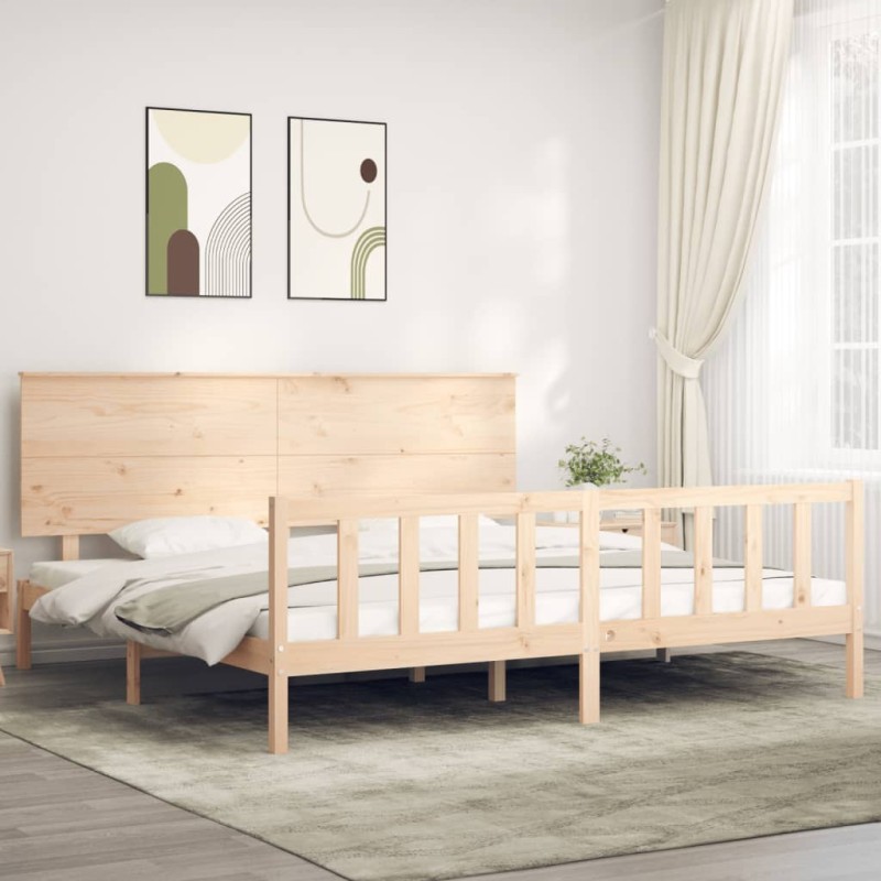 vidaXL Massivholzbett mit Kopfteil 200x200 cm vidaXL Massivholzbett mit Kopfteil 200x200 cm