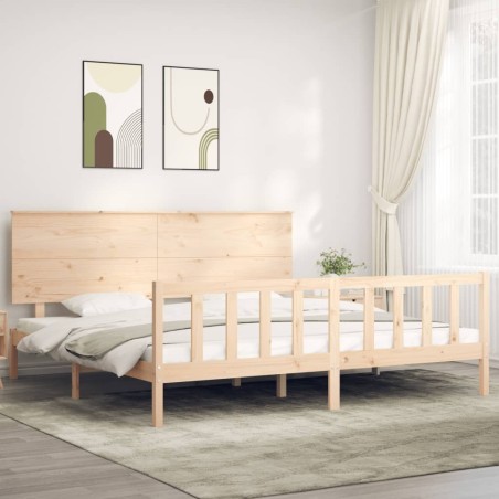 vidaXL Massivholzbett mit Kopfteil 200x200 cm