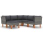6-tlg. Garten-Lounge-Set mit Kissen Poly Rattan Grau 6-tlg. Garten-Lounge-Set mit Kissen Poly Rattan Grau