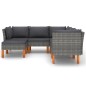 6-tlg. Garten-Lounge-Set mit Kissen Poly Rattan Grau 6-tlg. Garten-Lounge-Set mit Kissen Poly Rattan Grau