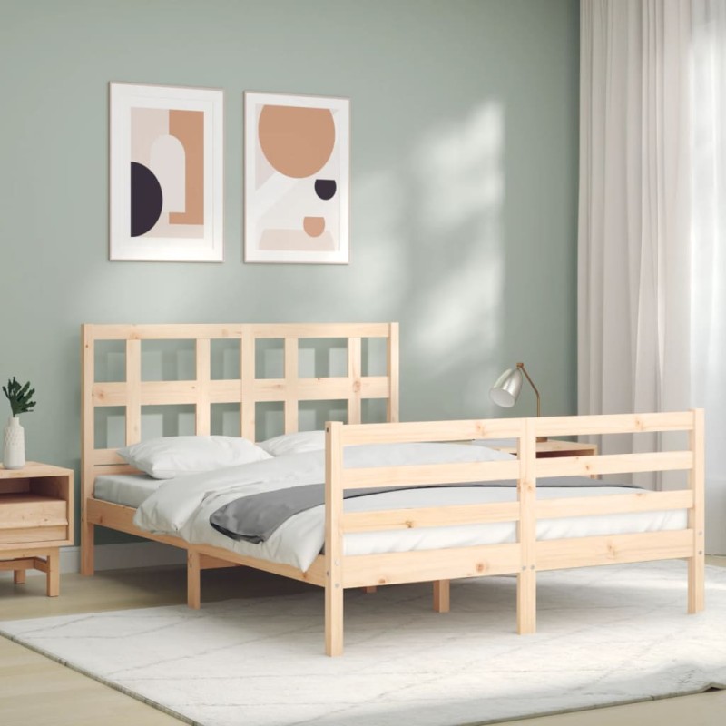 vidaXL Massivholzbett mit Kopfteil vidaXL Massivholzbett mit Kopfteil