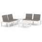4-tlg. Garten-Lounge-Set mit Auflagen Kunststoff Weiß 4-tlg. Garten-Lounge-Set mit Auflagen Kunststoff Weiß