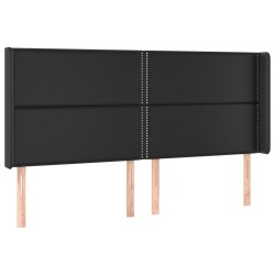 vidaXL Kopfteil mit Ohren Schwarz 203x16x118/128 cm Kunstleder