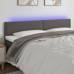vidaXL LED Kopfteil Grau 200x5x78/88 cm Kunstleder