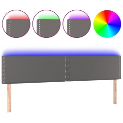vidaXL LED Kopfteil Grau 200x5x78/88 cm Kunstleder