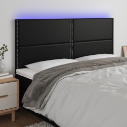 vidaXL LED Kopfteil Schwarz 200x5x118/128 cm Kunstleder