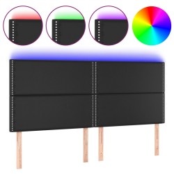 vidaXL LED Kopfteil Schwarz 200x5x118/128 cm Kunstleder