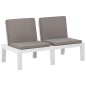 4-tlg. Garten-Lounge-Set mit Auflagen Kunststoff Weiß 4-tlg. Garten-Lounge-Set mit Auflagen Kunststoff Weiß