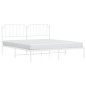 vidaXL Bettgestell mit Kopfteil Metall Weiß 160x200 cm vidaXL Bettgestell mit Kopfteil Metall Weiß 160x200 cm