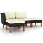 4-tlg. Garten-Lounge-Set mit Kissen Poly Rattan Schwarz 4-tlg. Garten-Lounge-Set mit Kissen Poly Rattan Schwarz