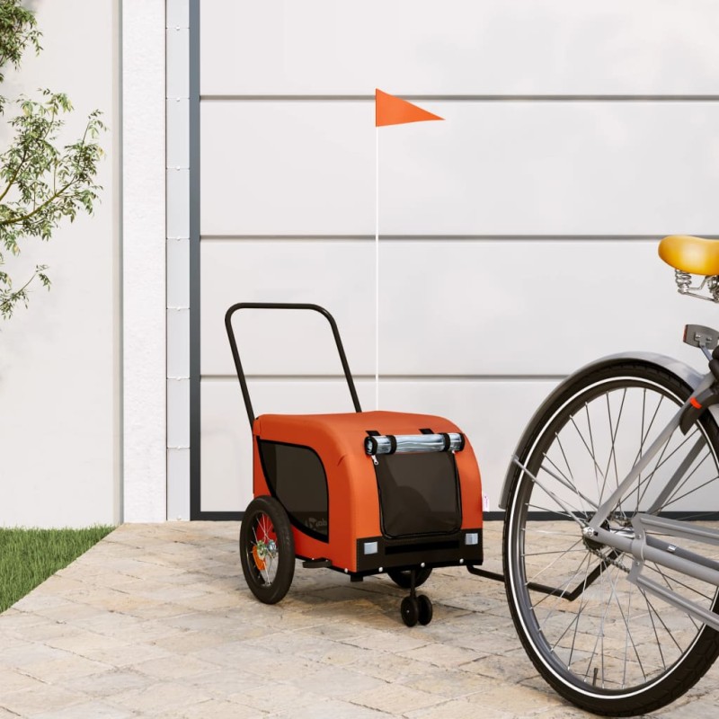 vidaXL Fahrradanhänger Hunde Orange und Schwarz Oxford-Gewebe & Eisen vidaXL Fahrradanhänger Hunde Orange und Schwarz Oxford-Gewebe & Eisen