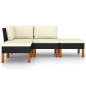 4-tlg. Garten-Lounge-Set mit Kissen Poly Rattan Schwarz 4-tlg. Garten-Lounge-Set mit Kissen Poly Rattan Schwarz
