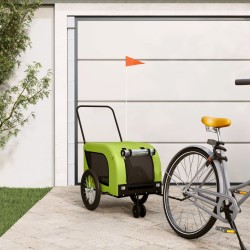 vidaXL Fahrradanhänger Hunde Grün und Schwarz Oxford-Gewebe & Eisen
