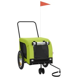 vidaXL Fahrradanhänger Hunde Grün und Schwarz Oxford-Gewebe & Eisen