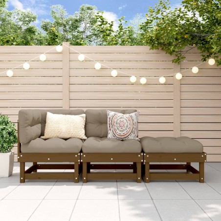 vidaXL 3-tlg. Garten-Lounge-Set Honigbraun Massivholz Kiefer