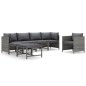 7-tlg. Garten-Lounge-Set mit Kissen Poly Rattan Grau 7-tlg. Garten-Lounge-Set mit Kissen Poly Rattan Grau