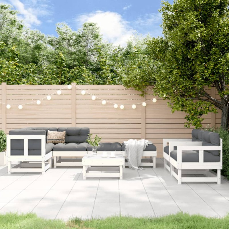 vidaXL 8-tlg. Garten-Lounge-Set Weiß Massivholz Kiefer vidaXL 8-tlg. Garten-Lounge-Set Weiß Massivholz Kiefer