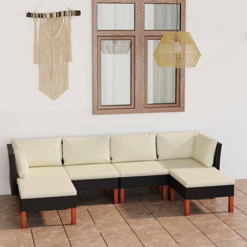 vidaXL 6-tlg. Garten-Lounge-Set mit Kissen Poly Rattan Schwarz vidaXL 6-tlg. Garten-Lounge-Set mit Kissen Poly Rattan Schwarz